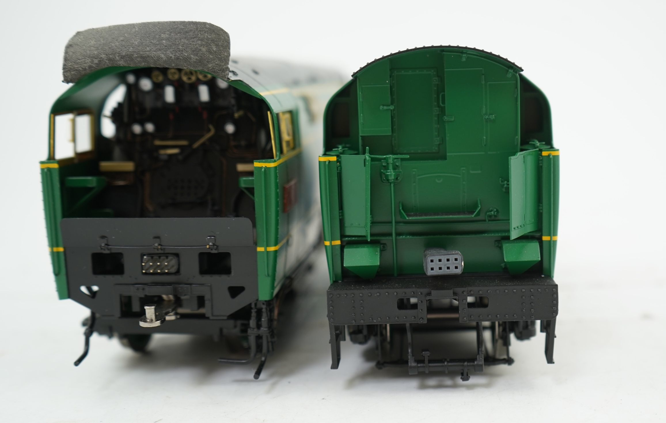 An 0 Gauge Golden Age Models Ltd by F C Models, model of a Southern Railway Merchant Navy Class Channel Packet 21C1, 4-6-2 tender locomotive, powered for two rail operation, with original box and operating instructions.